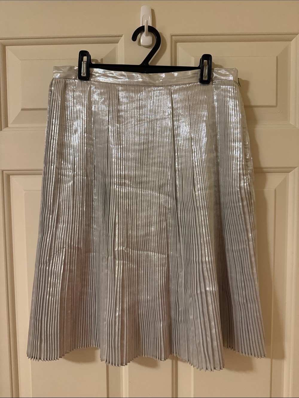 Talbots Metallic Silver Pleated Circle Skirt